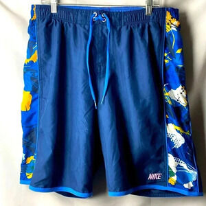 NIKE SWIM MENS SIZE XL MESH LINED SWIM TRUNKS ‎ BLUE-ELASTIC WAIST DRAWSTRING